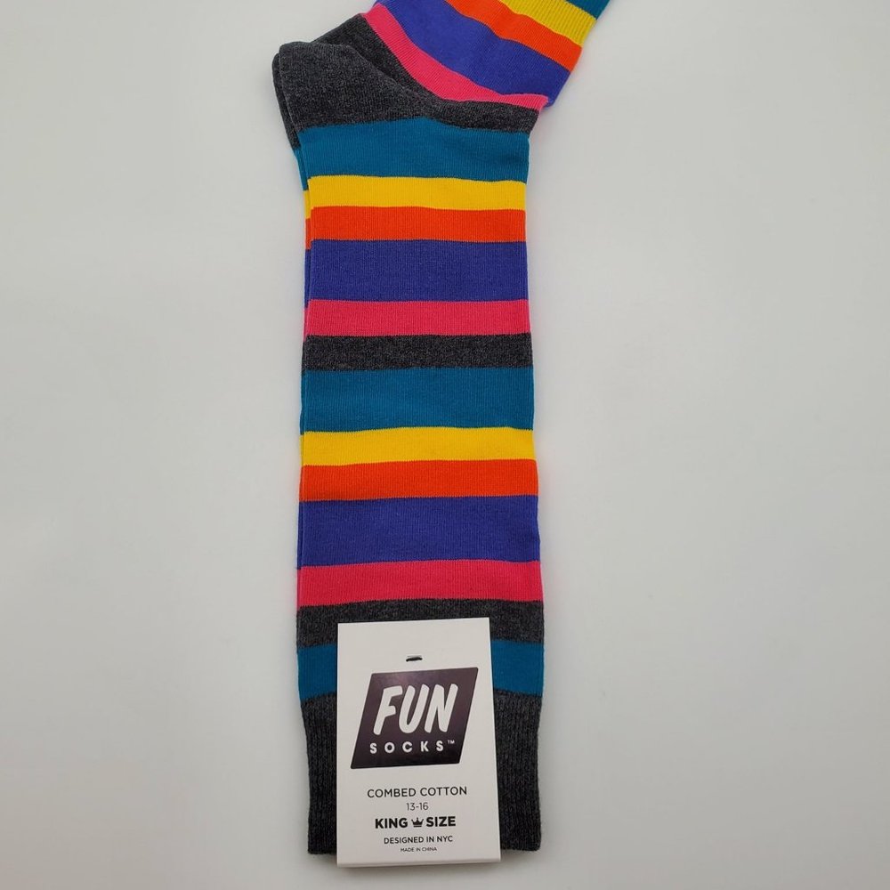 5 Fun Socks Pus Size Big & Tall Stripes Design Brand New with Tags Designer Sock